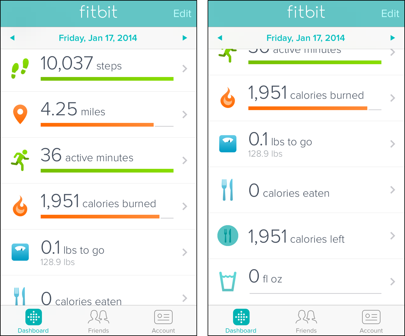 fitbit application calories bracelet sport connecte